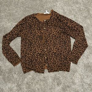 Time & Tru - Women’s Leopard Print Cardigan Sweater